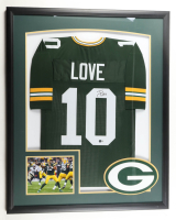 Jordan Love Signed Custom Framed Jersey Display with Photo (Beckett) at PristineAuction.com