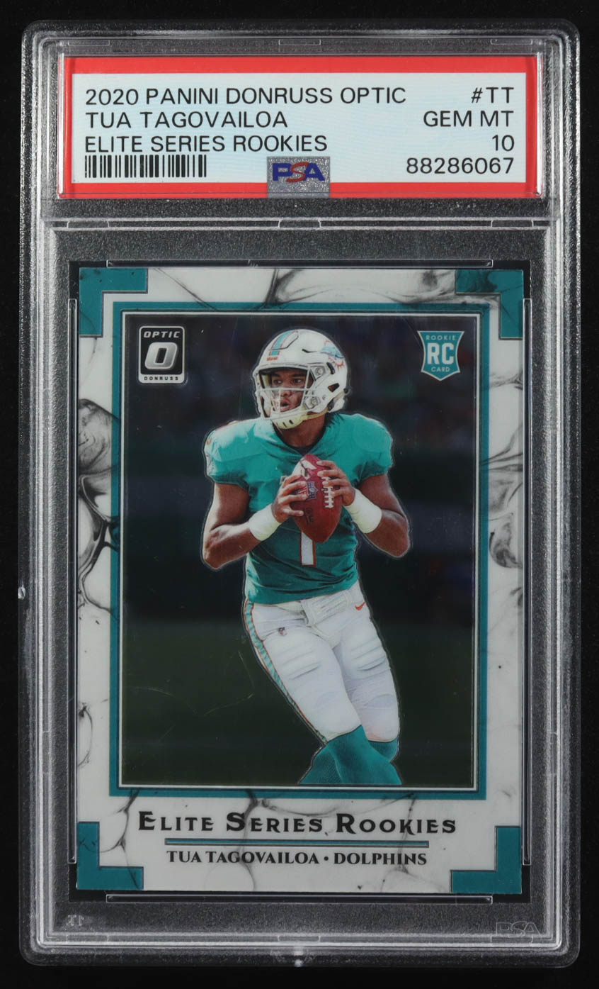 Tua Tagovailoa 2020 Panini Donruss Optic Elite Series Rookies #ESR-TT RC (PSA 10) at PristineAuction.com Tua Tagovailoa 2020 Panini Donruss Optic Elite Series Rookies #ESR-TT RC (PSA 10) at PristineAuction.com