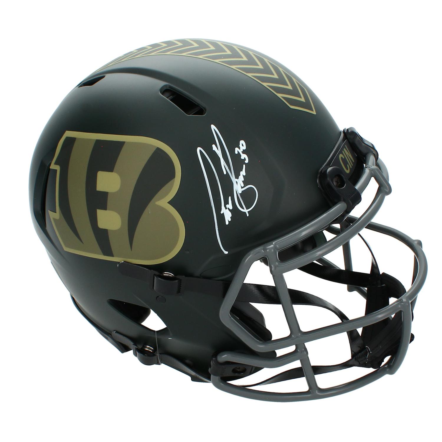 Chase Brown Signed Bengals Full-Size Authentic On-Field Salute to Service Alternate Speed Helmet (Beckett) at PristineAuction.com Chase Brown Signed Bengals Full-Size Authentic On-Field Salute to Service Alternate Speed Helmet (Beckett) at PristineAuction.com