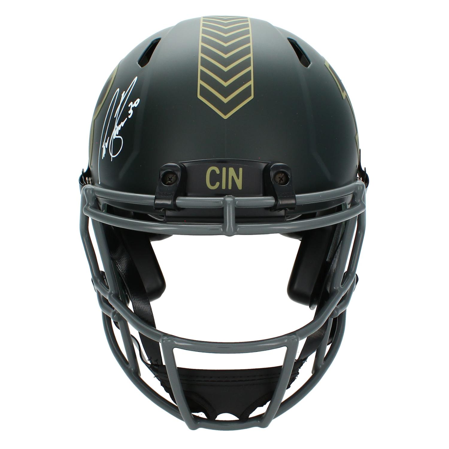 Chase Brown Signed Bengals Full-Size Authentic On-Field Salute to Service Alternate Speed Helmet (Beckett) at PristineAuction.com Chase Brown Signed Bengals Full-Size Authentic On-Field Salute to Service Alternate Speed Helmet (Beckett) at PristineAuction.com