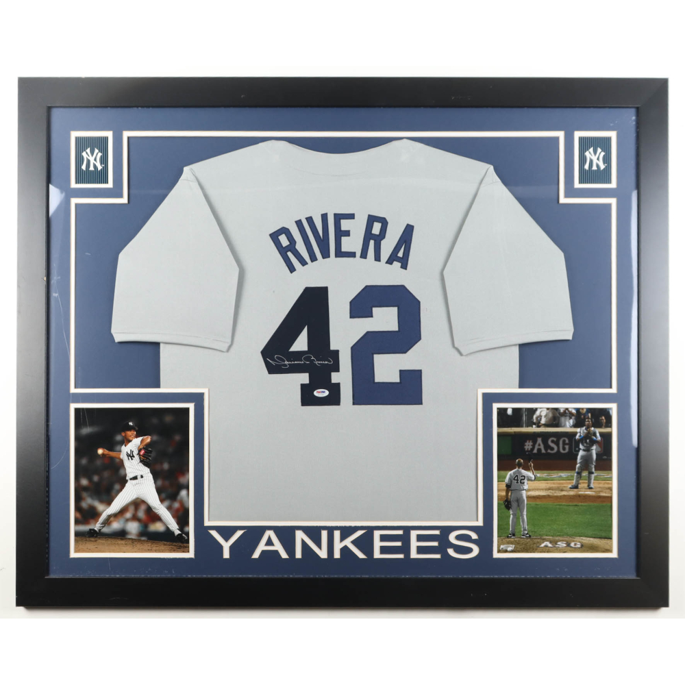 Mariano Rivera Signed Custom Framed Jersey Display with Photos (PSA) at PristineAuction.com