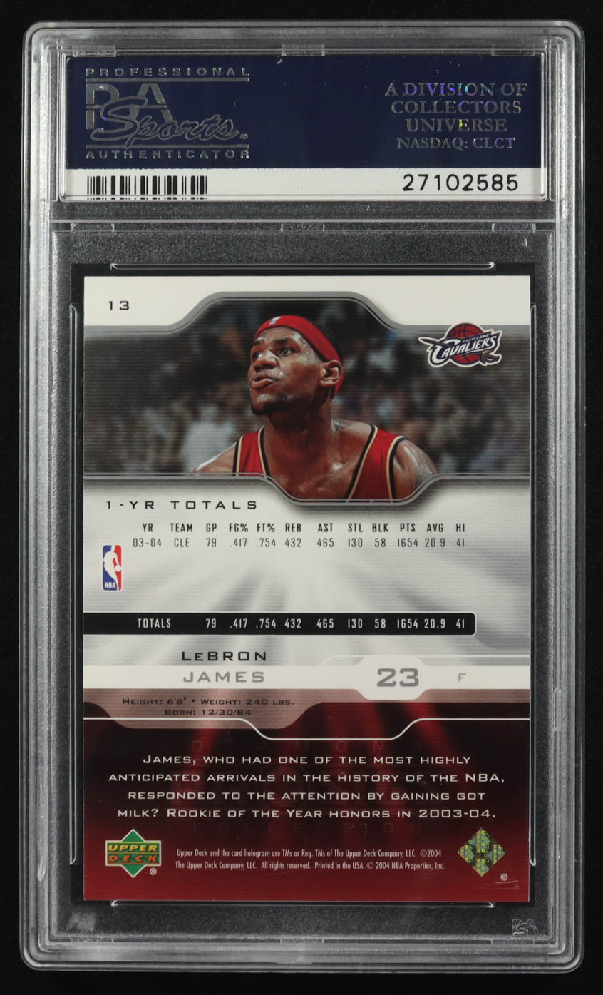 Lebron James 2004 Upper Deck Pro Sigs Collection Silver #13 RC (PSA 10) at PristineAuction.com Lebron James 2004 Upper Deck Pro Sigs Collection Silver #13 RC (PSA 10) at PristineAuction.com