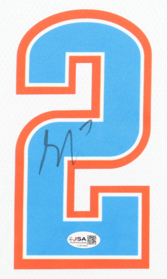 Shai Gilgeous-Alexander Signed Custom Framed Jersey Display with Stat Plaque & (2) NBA Finals Pins (JSA) at PristineAuction.com Shai Gilgeous-Alexander Signed Custom Framed Jersey Display with Stat Plaque & (2) NBA Finals Pins (JSA) at PristineAuction.com