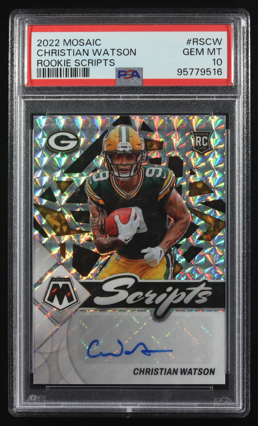 Christian Watson 2022 Panini Rookie Scripts Auto #RS-CW RC (PSA 10) at PristineAuction.com Christian Watson 2022 Panini Rookie Scripts Auto #RS-CW RC (PSA 10) at PristineAuction.com