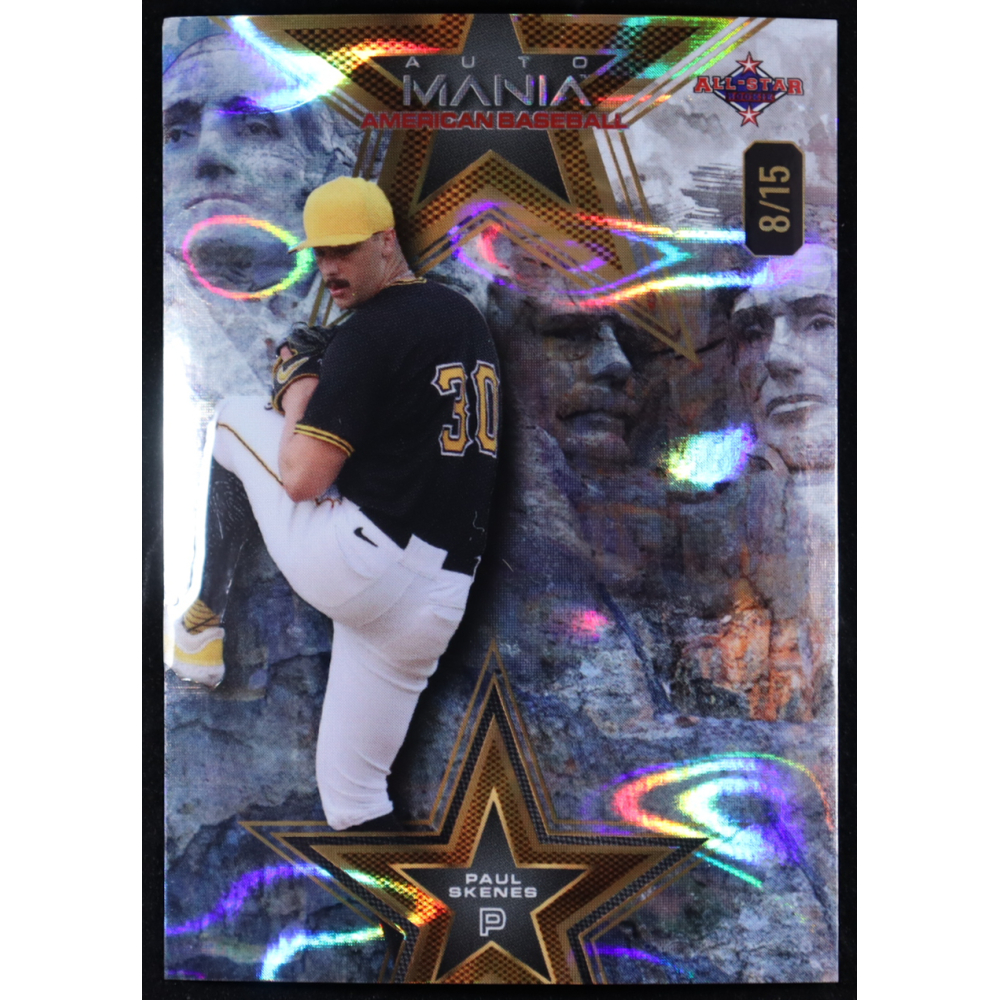 Paul Skenes 2024 Wild Card Automania American All-Star Star Mt. Rushmore Lava #AMASPS #8/15 RC at PristineAuction.com