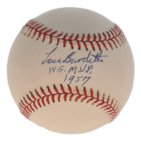 Lew Burdette Signed ONL Baseball Inscribed "W.S. MVP 1957" (PSA) at PristineAuction.com