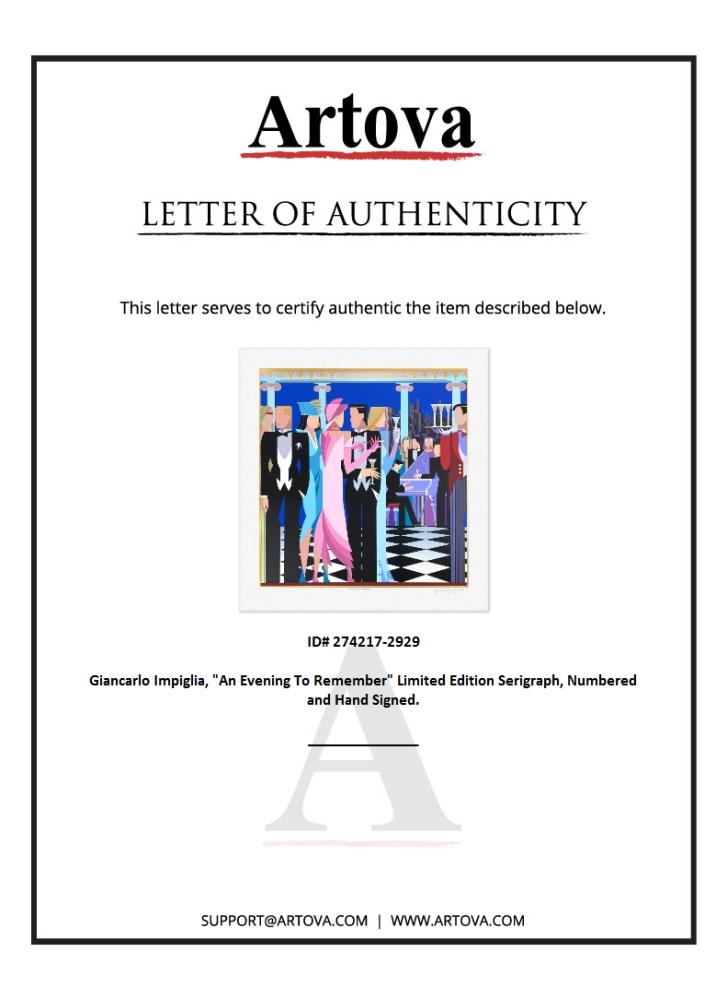 "An Evening To Remember" LE 39x37 Serigraph on Paper by Giancarlo Impiglia (Artova) at PristineAuction.com "An Evening To Remember" LE 39x37 Serigraph on Paper by Giancarlo Impiglia (Artova) at PristineAuction.com
