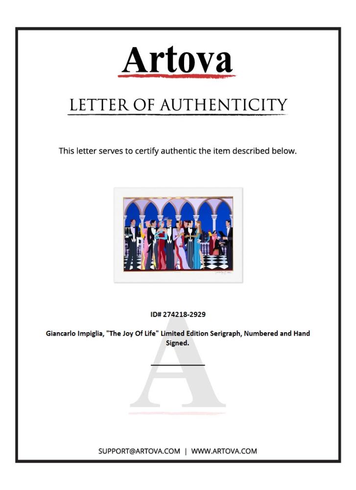 "The Joy Of Life" LE 28x38 Serigraph on Paper by Giancarlo Impiglia (Artova) at PristineAuction.com "The Joy Of Life" LE 28x38 Serigraph on Paper by Giancarlo Impiglia (Artova) at PristineAuction.com