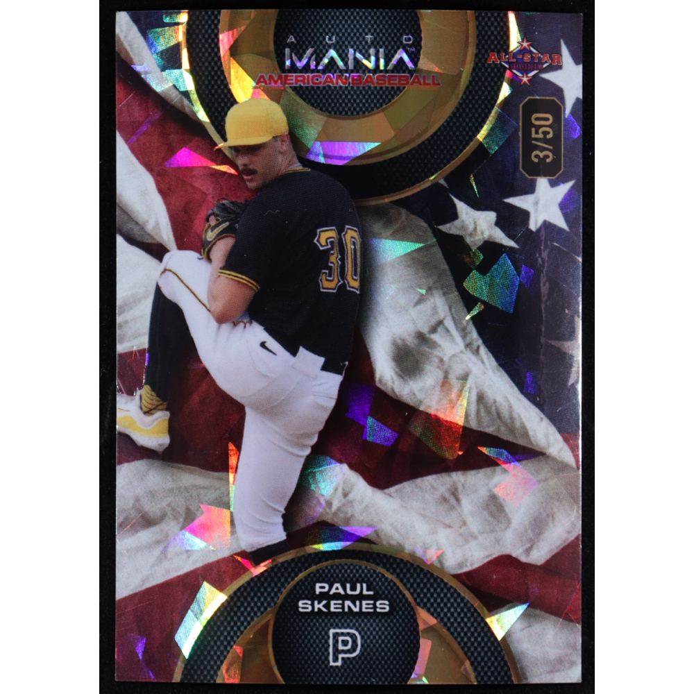Paul Skenes 2024 Wild Card Automania American All-Star Circle Stars & Stripes Cracked Crystal #AMACPS #3/50 RC at PristineAuction.com