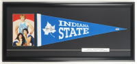 Larry Bird Signed Indiana State Sycamores Custom Framed Pennant Flag Display with Photo (PSA) at PristineAuction.com