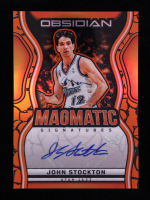 John Stockton 2024-25 Panini Obsidian Magmatic Signatures Electric Etch Orange Flood #17 #02/49 at PristineAuction.com
