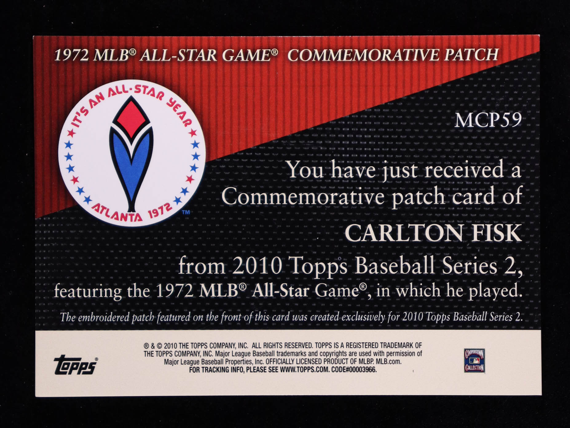 Carlton Fisk 2010 Topps Commemorative Patch #MCP59 at PristineAuction.com Carlton Fisk 2010 Topps Commemorative Patch #MCP59 at PristineAuction.com