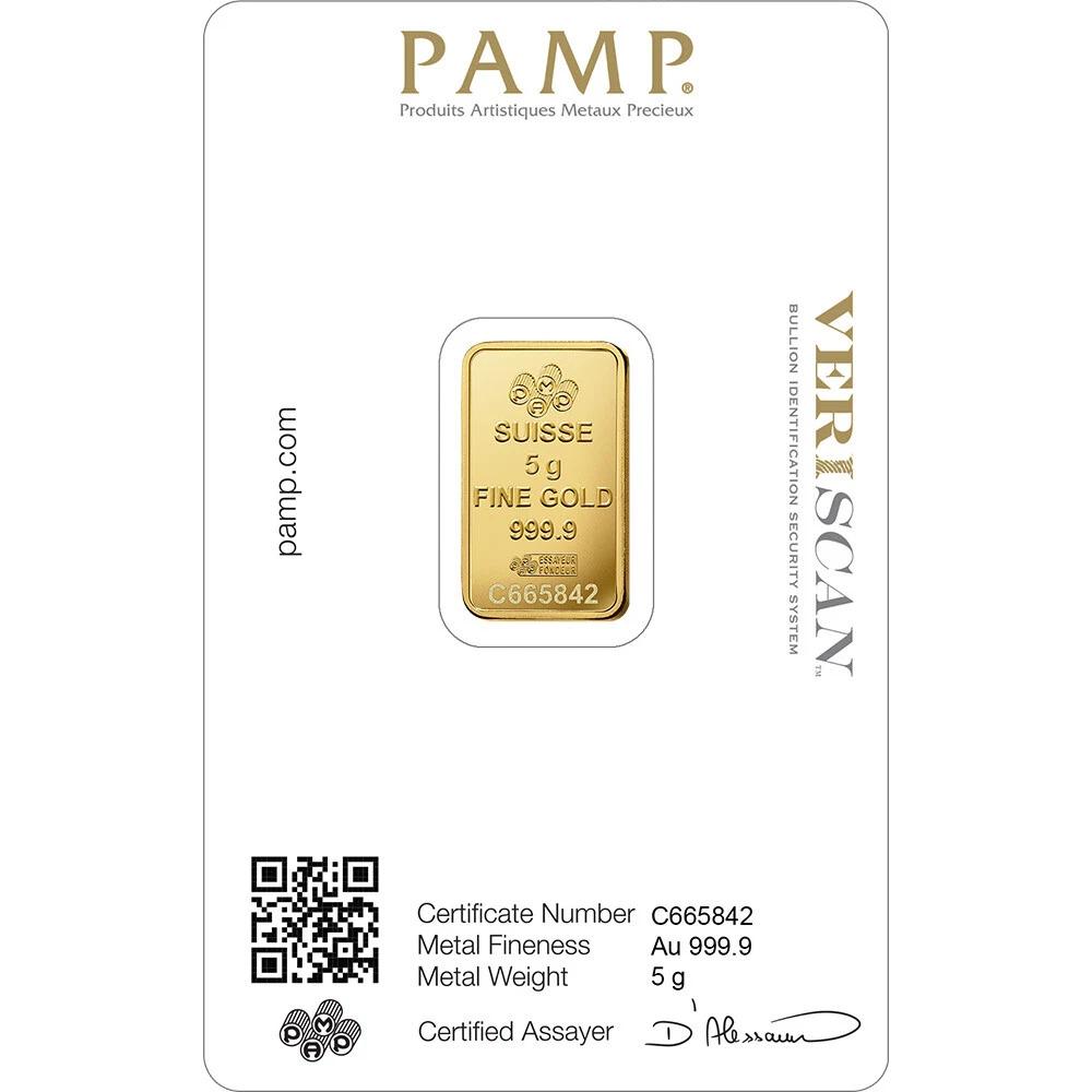 Set of (2) PAMP Suisse 5g 999.9 Fine Gold Bullion Bar at PristineAuction.com Set of (2) PAMP Suisse 5g 999.9 Fine Gold Bullion Bar at PristineAuction.com
