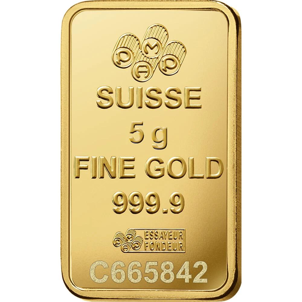 Set of (2) PAMP Suisse 5g 999.9 Fine Gold Bullion Bar at PristineAuction.com Set of (2) PAMP Suisse 5g 999.9 Fine Gold Bullion Bar at PristineAuction.com