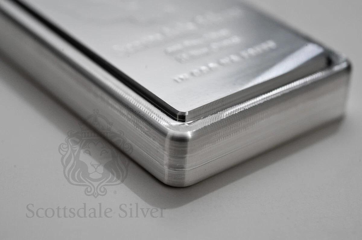 10oz Scottsdale Stacker Silver Bar 50 Troy oz .999 Silver Bullion at PristineAuction.com 10oz Scottsdale Stacker Silver Bar 50 Troy oz .999 Silver Bullion at PristineAuction.com