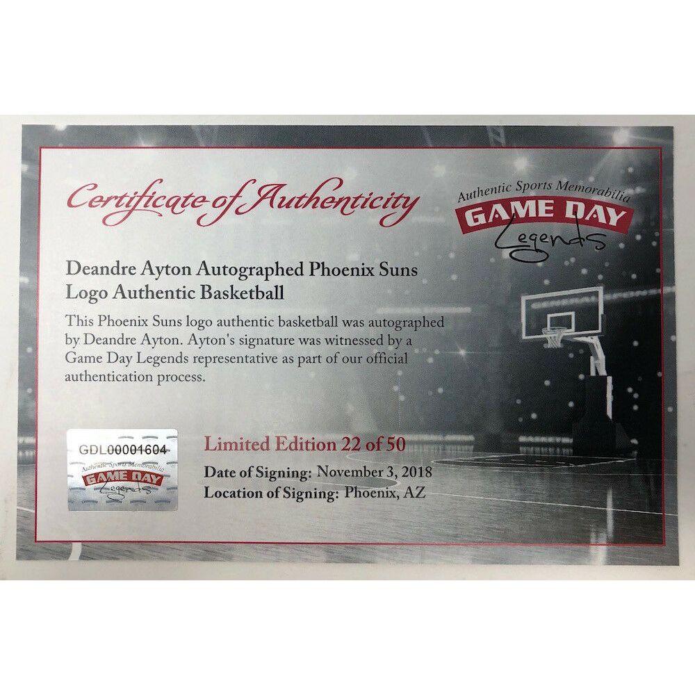 Deandre Ayton Signed LE Suns Logo Basketball (Game Day Legends & Steiner) at PristineAuction.com Deandre Ayton Signed LE Suns Logo Basketball (Game Day Legends & Steiner) at PristineAuction.com