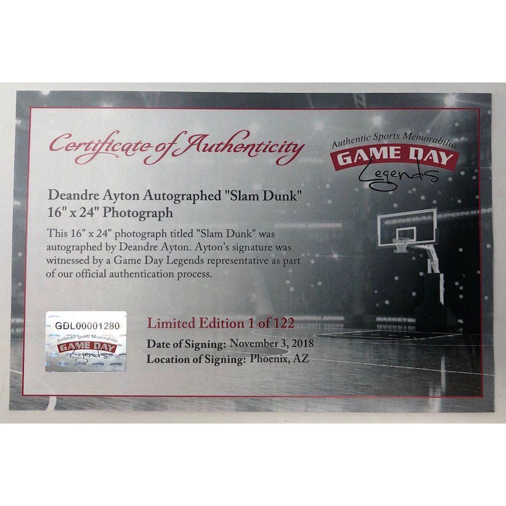 Deandre Ayton Signed Suns LE 16x24 Photo (Game Day Legends & Steiner) at PristineAuction.com Deandre Ayton Signed Suns LE 16x24 Photo (Game Day Legends & Steiner) at PristineAuction.com
