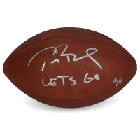 Tom Brady Signed LE Metallic Patriots Logo Football Inscribed "Let's Go" (Fanatics) at PristineAuction.com