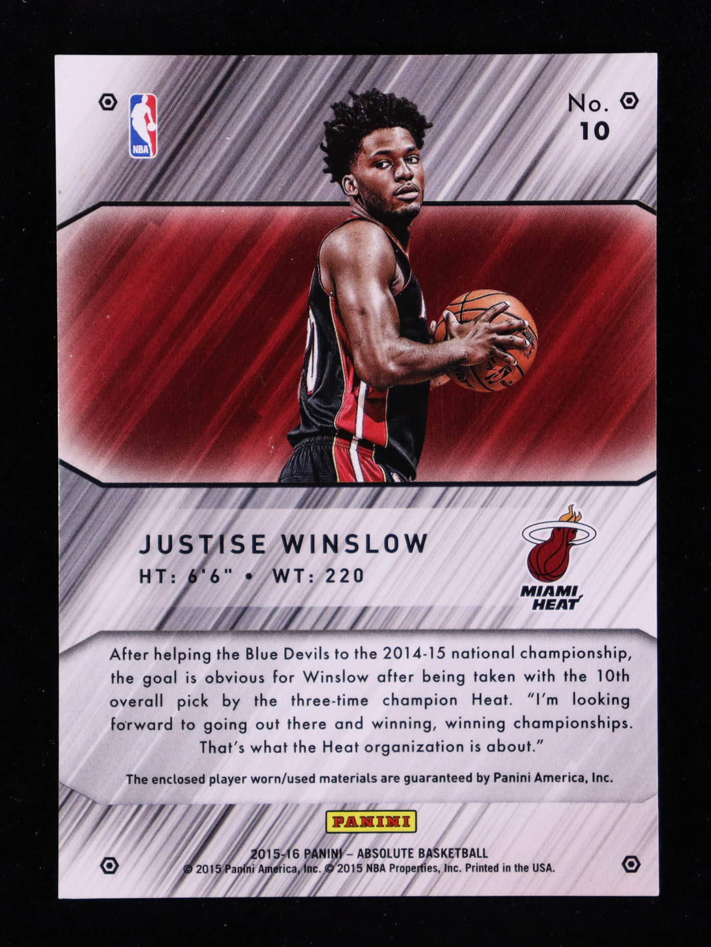 Justise Winslow 2015-16 Absolute Memorabilia Tools of the Trade Rookie Materials Trio #10 #95/99 RC at PristineAuction.com Justise Winslow 2015-16 Absolute Memorabilia Tools of the Trade Rookie Materials Trio #10 #95/99 RC at PristineAuction.com