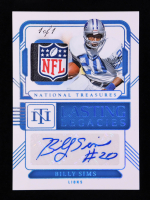 Billy Sims 2024 Panini National Treasures Lasting Legacies Material Autographs Prime Platinum #42 #1/1 at PristineAuction.com