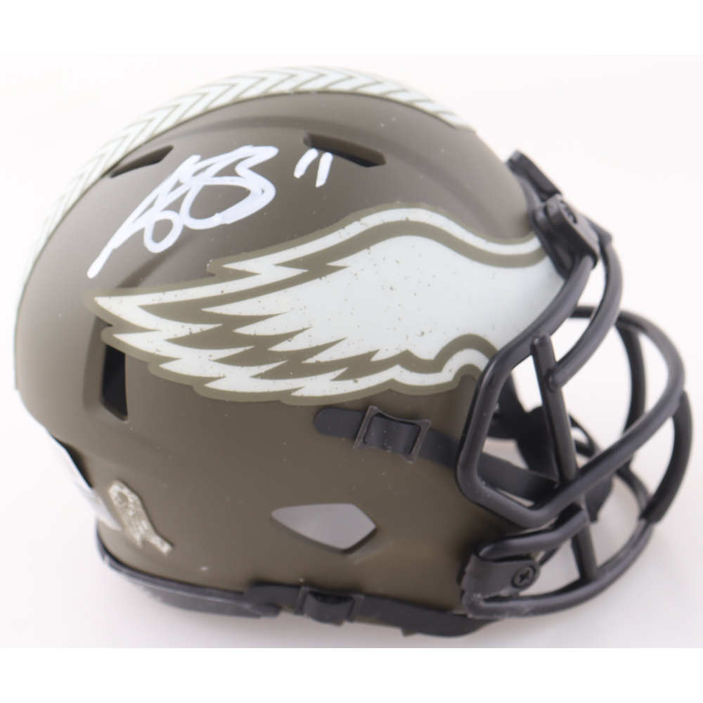 A.J. Brown Signed Eagles Salute To Service Alternate Speed Mini Helmet (Beckett) at PristineAuction.com