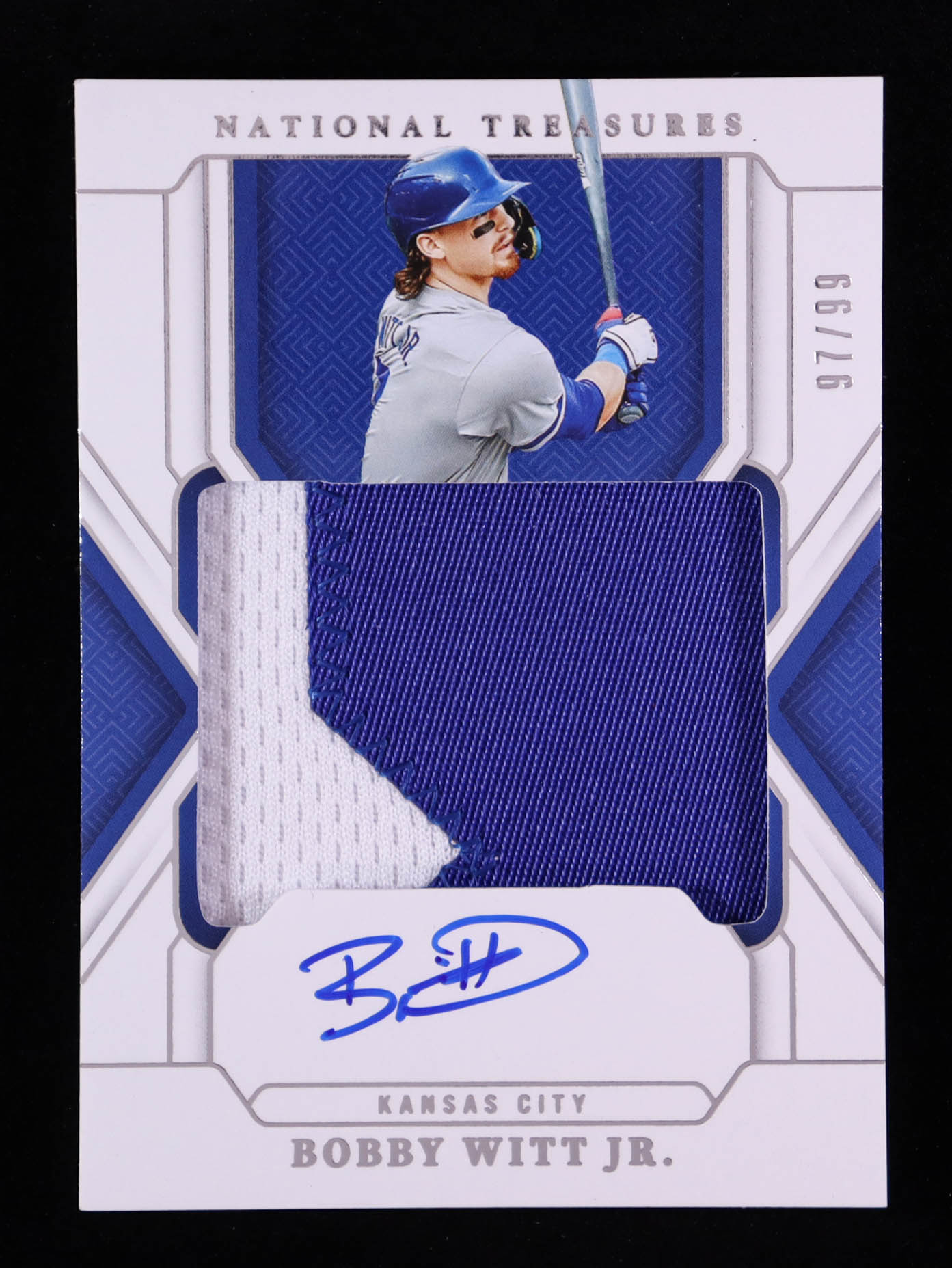 Bobby Witt Jr. 2025 Panini National Treasures Treasured Material Signatures #26 #97/99 at PristineAuction.com Bobby Witt Jr. 2025 Panini National Treasures Treasured Material Signatures #26 #97/99 at PristineAuction.com