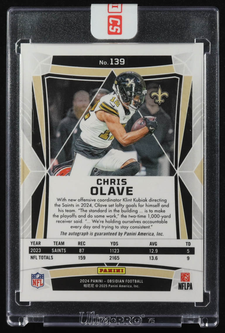 Chris Olave 2024 Panini Obsidian Auto #139 at PristineAuction.com Chris Olave 2024 Panini Obsidian Auto #139 at PristineAuction.com