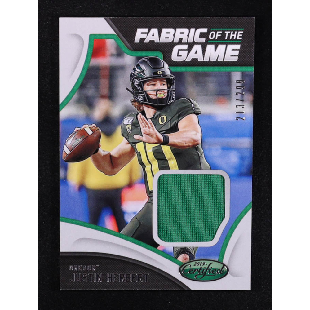 Justin Herbert 2020 Certified Collegiate Fabric of the Game #6 #213/299 RC at PristineAuction.com