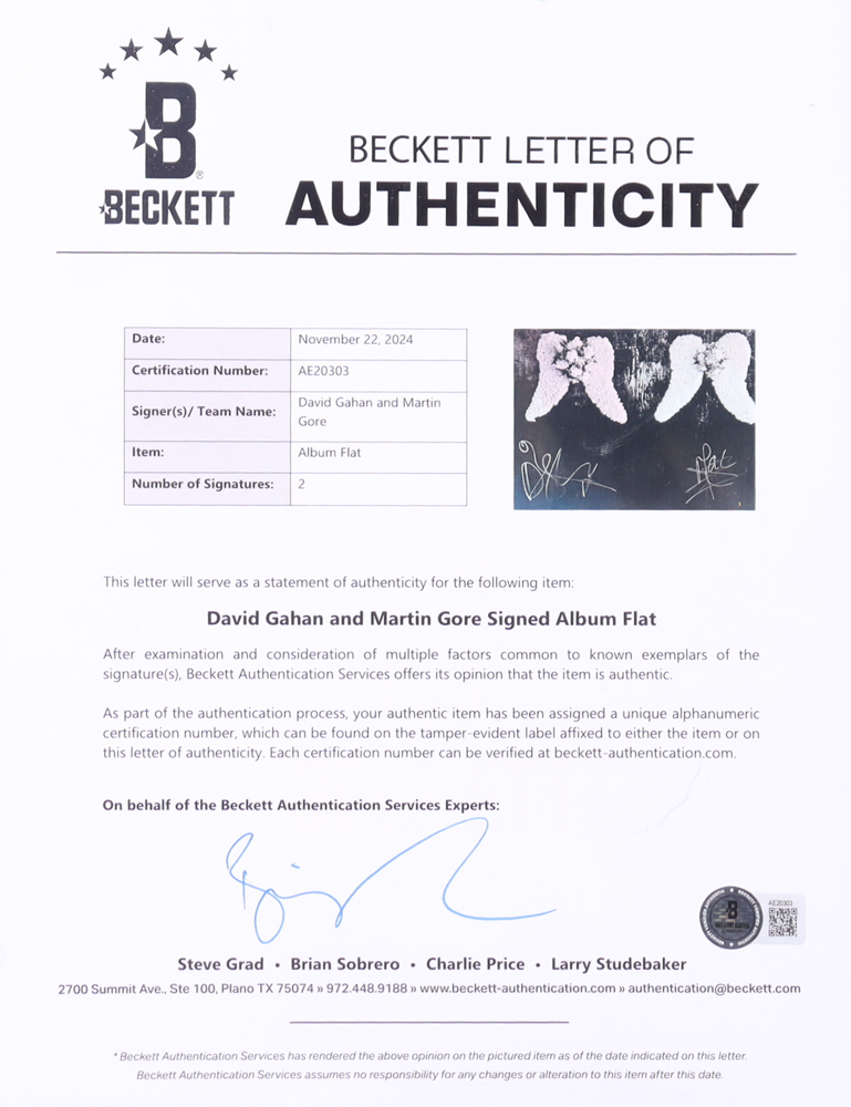 David Gahan & Martin Gore Signed Depeche Mode "Memento Mori" Custom Framed Album Insert (Beckett) at PristineAuction.com David Gahan & Martin Gore Signed Depeche Mode "Memento Mori" Custom Framed Album Insert (Beckett) at PristineAuction.com