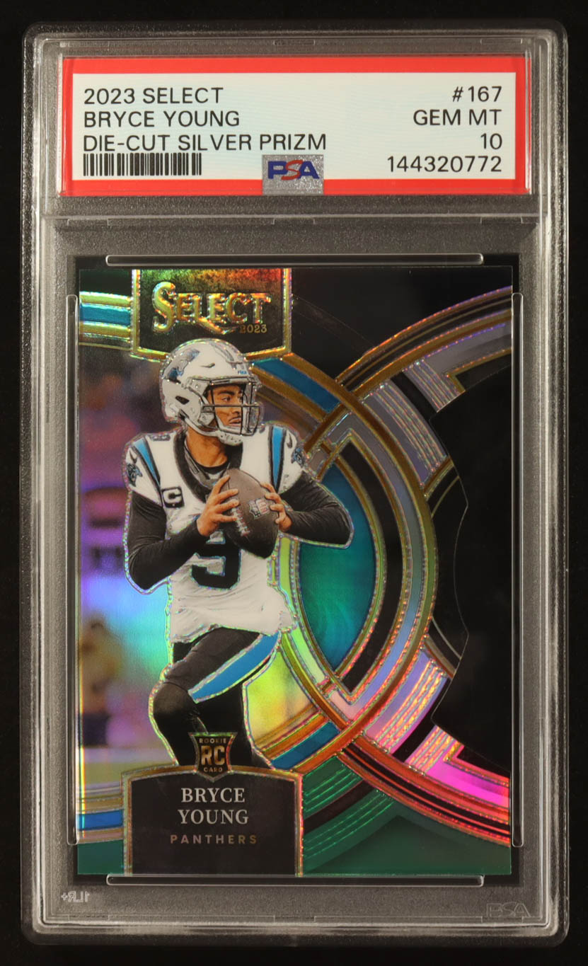 Bryce Young 2023 Panini Select Premier Die-Cut Silver Prizm #167 RC (PSA 10) at PristineAuction.com Bryce Young 2023 Panini Select Premier Die-Cut Silver Prizm #167 RC (PSA 10) at PristineAuction.com