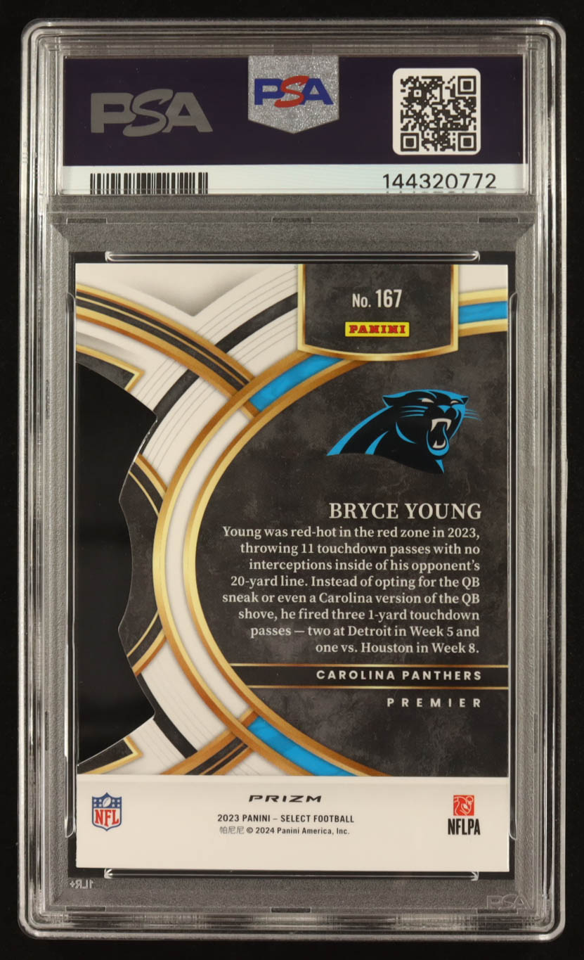 Bryce Young 2023 Panini Select Premier Die-Cut Silver Prizm #167 RC (PSA 10) at PristineAuction.com Bryce Young 2023 Panini Select Premier Die-Cut Silver Prizm #167 RC (PSA 10) at PristineAuction.com