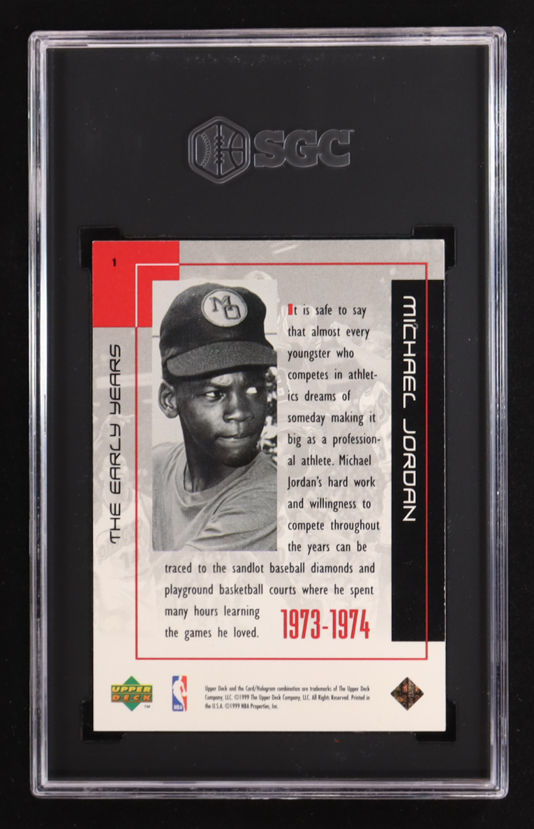 Michael Jordan 1999 Upper Deck MJ Career The Early Years #1 (SGC 8) at PristineAuction.com Michael Jordan 1999 Upper Deck MJ Career The Early Years #1 (SGC 8) at PristineAuction.com