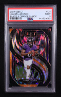 Lamar Jackson 2024 Panini Select Premier Level Black & Orange Shock #121 (PSA 9) at PristineAuction.com