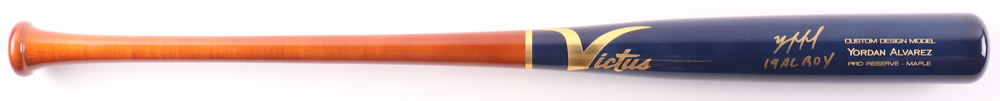 Yordan Alvarez Signed Victus Player Model Baseball Bat Inscribed "19 AL ROY" (Beckett) at PristineAuction.com Yordan Alvarez Signed Victus Player Model Baseball Bat Inscribed "19 AL ROY" (Beckett) at PristineAuction.com