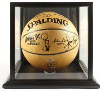 Larry Bird & Magic Johnson Signed NBA Finals Champions Basketball with Display Case (Beckett & PSA) at PristineAuction.com