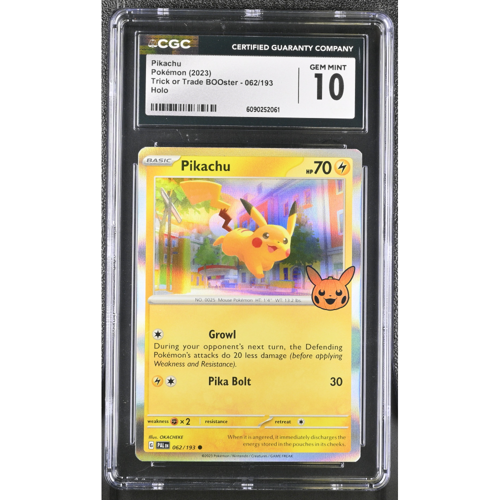 Pikachu 2023 Pokemon TCG Scarlet & Violet Paldea Evolved Promos Trick Or Trade Booster #062 Holo (CGC 10) at PristineAuction.com