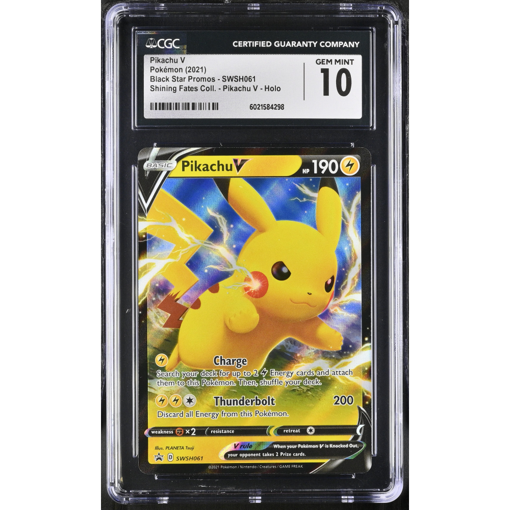 Pikachu V 2021 Pokemon TCG Sword & Shield Black Star Promos Shining Fates Pikachu V Collection #SWSH061 (CGC GEM MINT 10) at PristineAuction.com