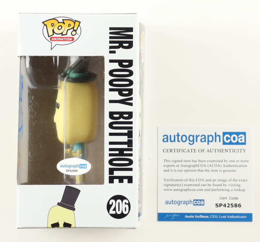 Dan Harmon Signed "Rick and Morty" #206 Mr. Poopy Butthole Funko Pop! Vinyl Figure (ACOA) at PristineAuction.com Dan Harmon Signed "Rick and Morty" #206 Mr. Poopy Butthole Funko Pop! Vinyl Figure (ACOA) at PristineAuction.com