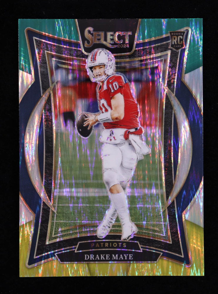 Drake Maye 2024 Select Prizm Green and Yellow Shock #27 RC