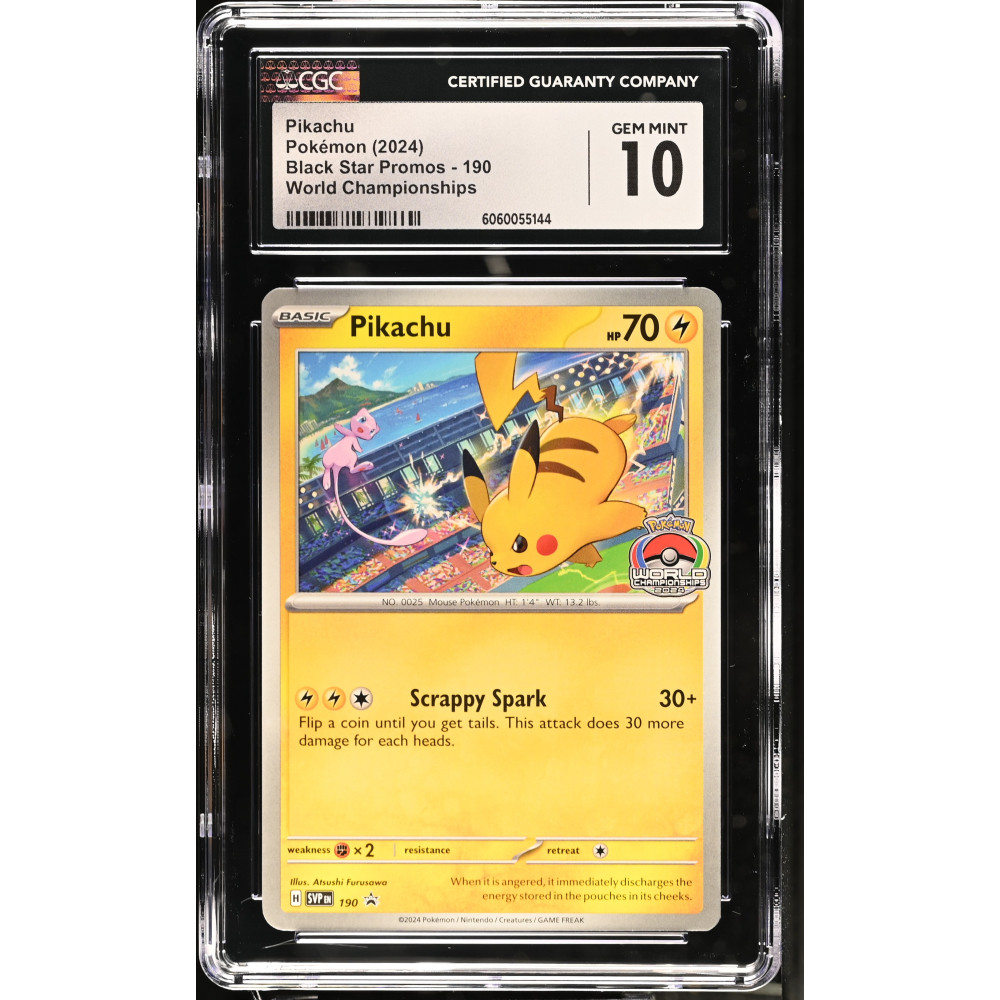 Pikachu 2024 TCG Scarlet & Violet Black Star Promos World Championships #190 (CGC 10) at PristineAuction.com