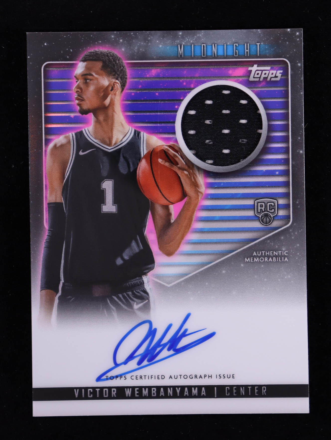 Victor Wembanyama 2023-24 Topps Midnight Rookie Jersey Autographs #RJAVW RC at PristineAuction.com Victor Wembanyama 2023-24 Topps Midnight Rookie Jersey Autographs #RJAVW RC at PristineAuction.com