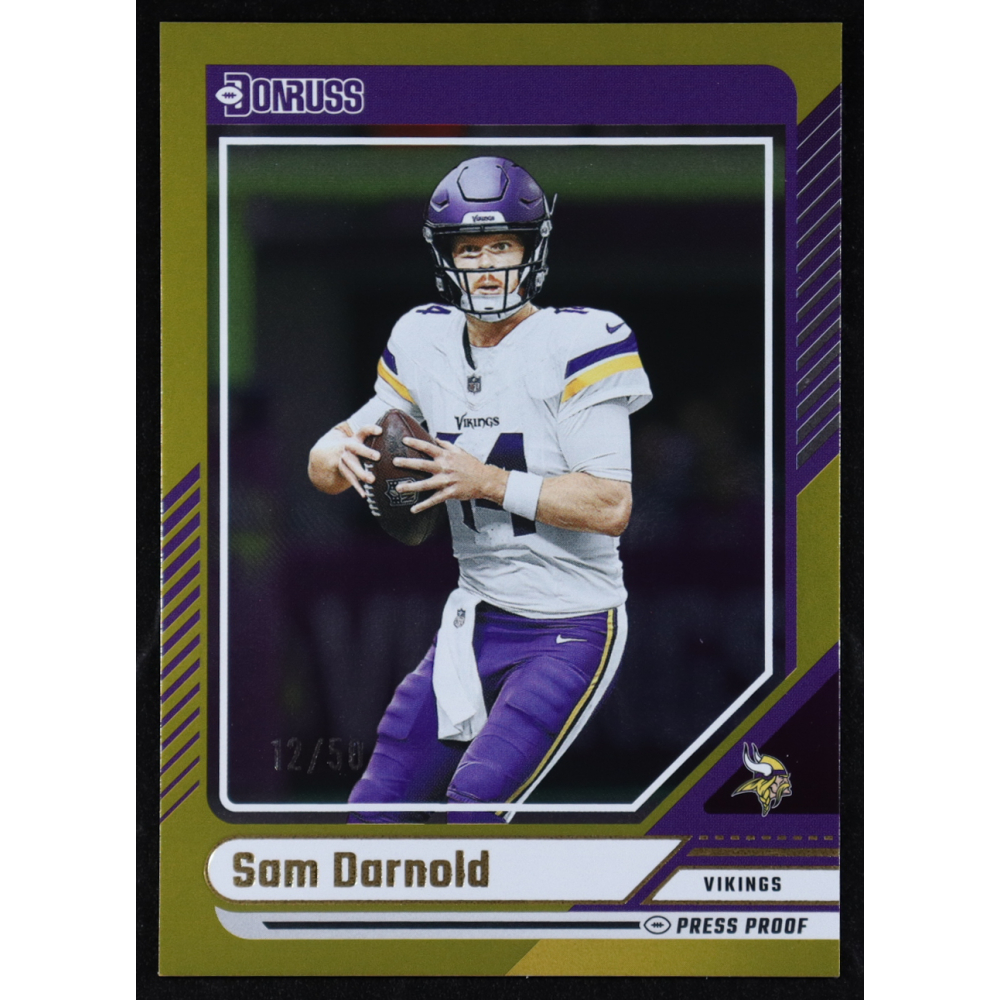 Sam Darnold 2024 Donruss Press Proof Gold #180 #12/50 at PristineAuction.com