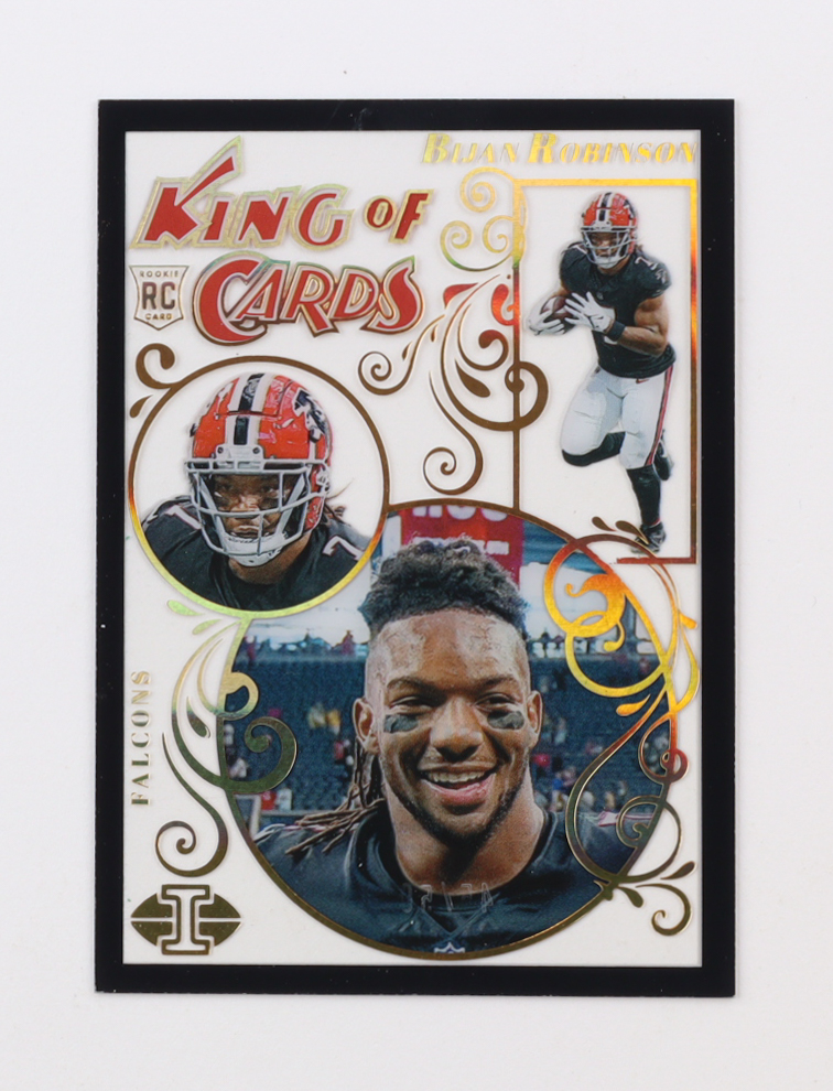 Bijan Robinson 2023 Panini Illusions King of Cards Black #15 #45/50 RC at PristineAuction.com Bijan Robinson 2023 Panini Illusions King of Cards Black #15 #45/50 RC at PristineAuction.com
