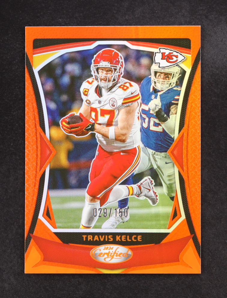 Travis Kelce 2024 Certified Mirror Orange #92 #029/150 at PristineAuction.com Travis Kelce 2024 Certified Mirror Orange #92 #029/150 at PristineAuction.com