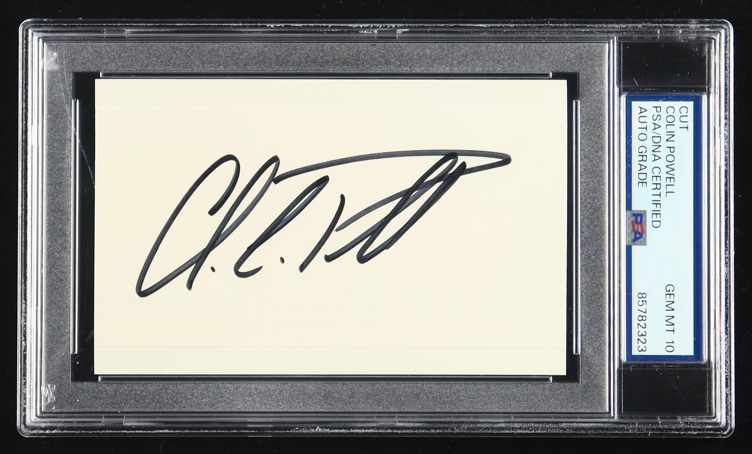 Colin Powell Signed Cut (PSA | Autograph Graded 10) at PristineAuction.com Colin Powell Signed Cut (PSA | Autograph Graded 10) at PristineAuction.com