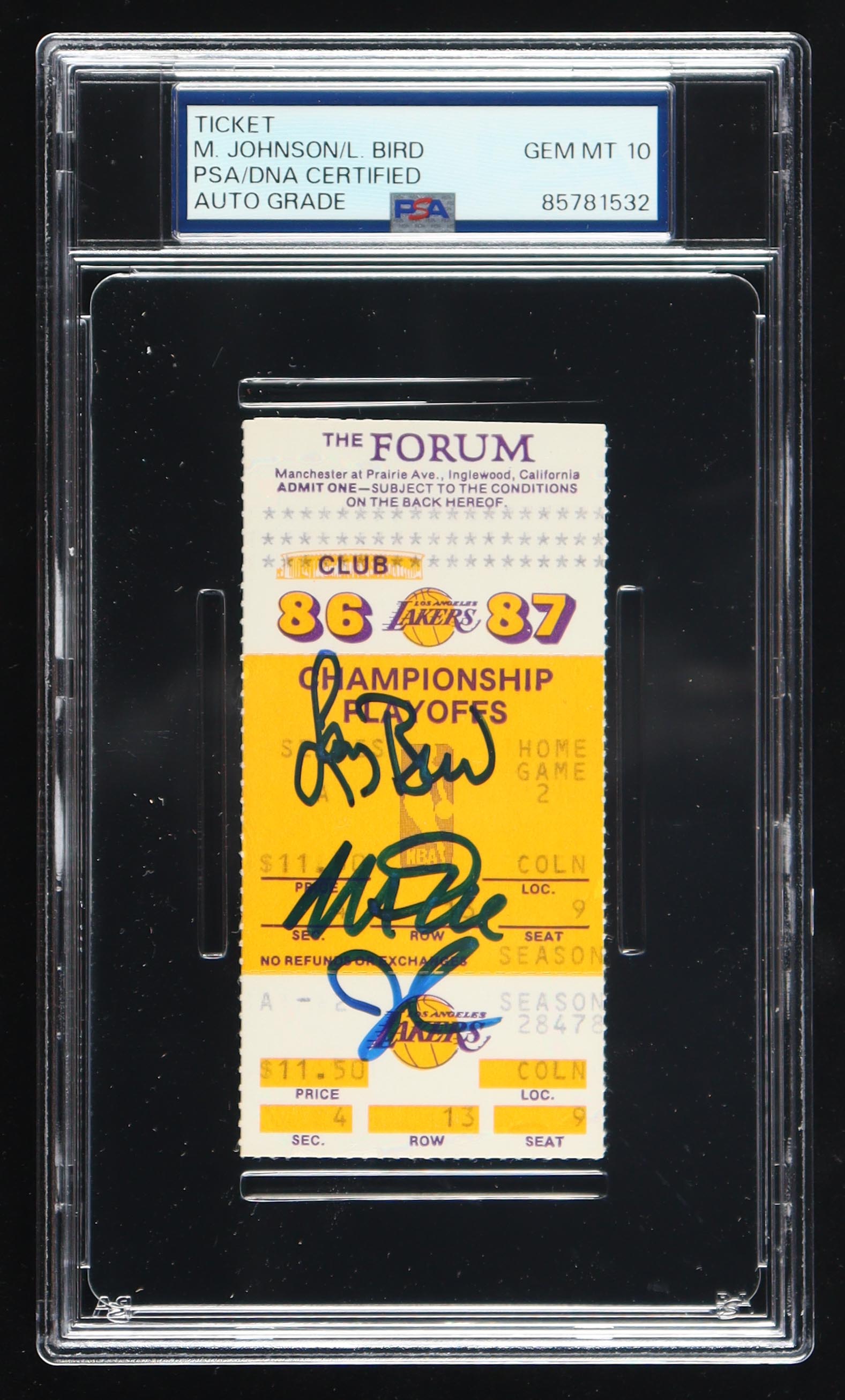 Magic Johnson & Larry Bird Signed 1987 NBA Playoffs Ticket (PSA | Auto 10) at PristineAuction.com Magic Johnson & Larry Bird Signed 1987 NBA Playoffs Ticket (PSA | Auto 10) at PristineAuction.com