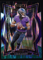 Lamar Jackson 2024 Panini Select Concourse Black & Green Prizm Shock #35 at PristineAuction.com