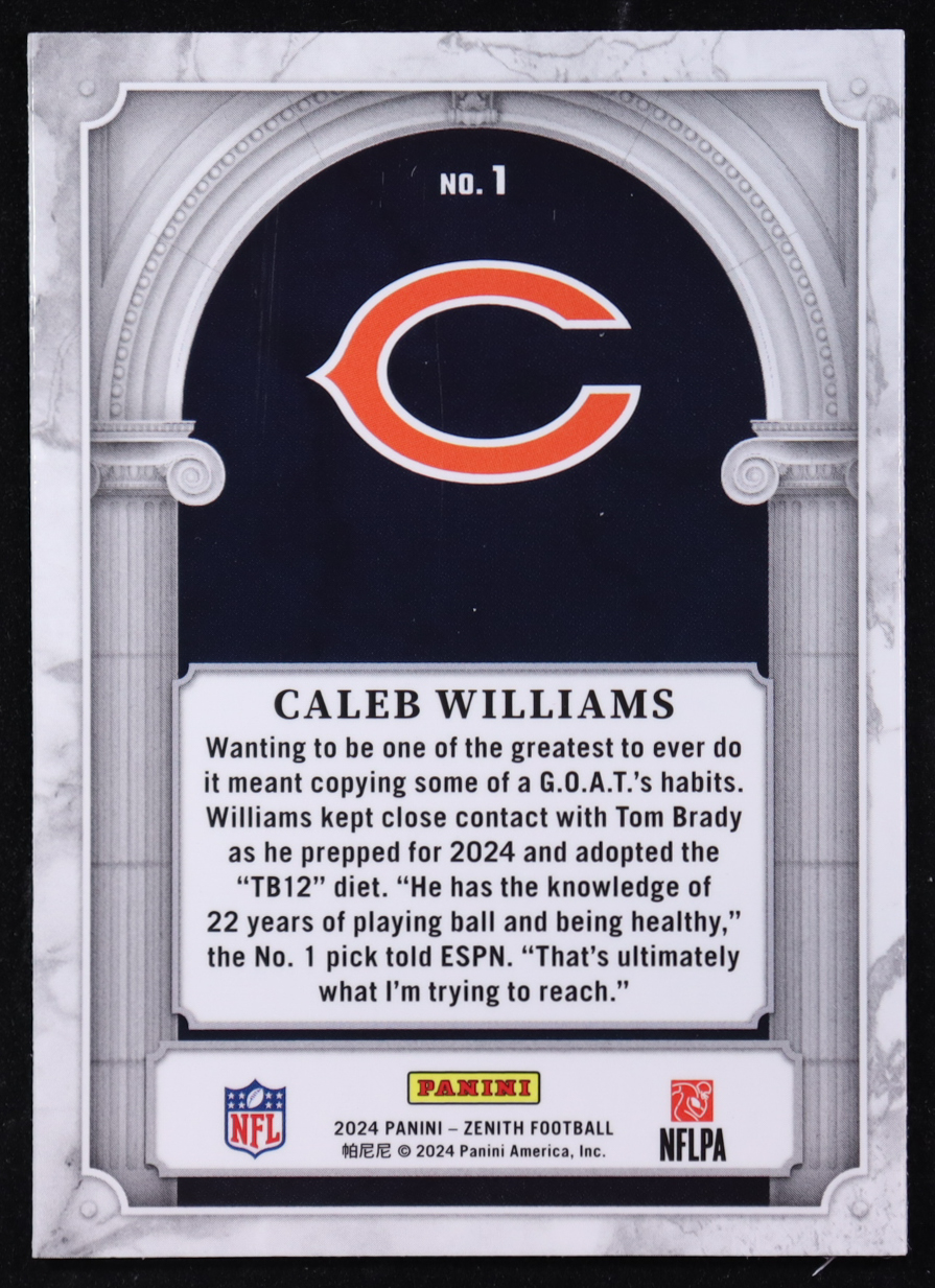 Caleb Williams 2024 Panini Zenith Z Marquee #1 RC at PristineAuction.com Caleb Williams 2024 Panini Zenith Z Marquee #1 RC at PristineAuction.com