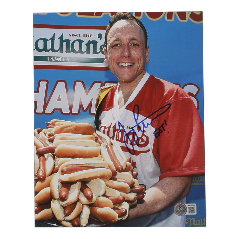 Joey Chestnut Signed 8x10 Photo Inscribed "Jaws" (Beckett) at PristineAuction.com Joey Chestnut Signed 8x10 Photo Inscribed "Jaws" (Beckett) at PristineAuction.com