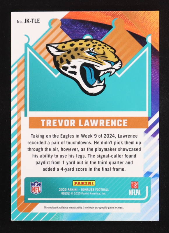 Trevor Lawrence 2025 Panini Donruss Jersey Kings #JK-TLE #193/425 at PristineAuction.com Trevor Lawrence 2025 Panini Donruss Jersey Kings #JK-TLE #193/425 at PristineAuction.com